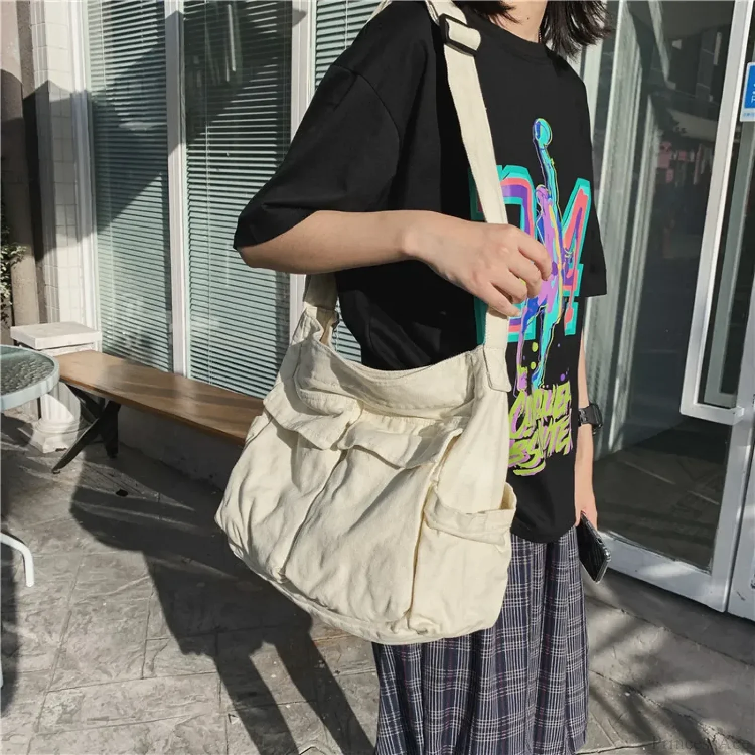 School Messenger Large Capacity Canvas Crossbody - Image 3