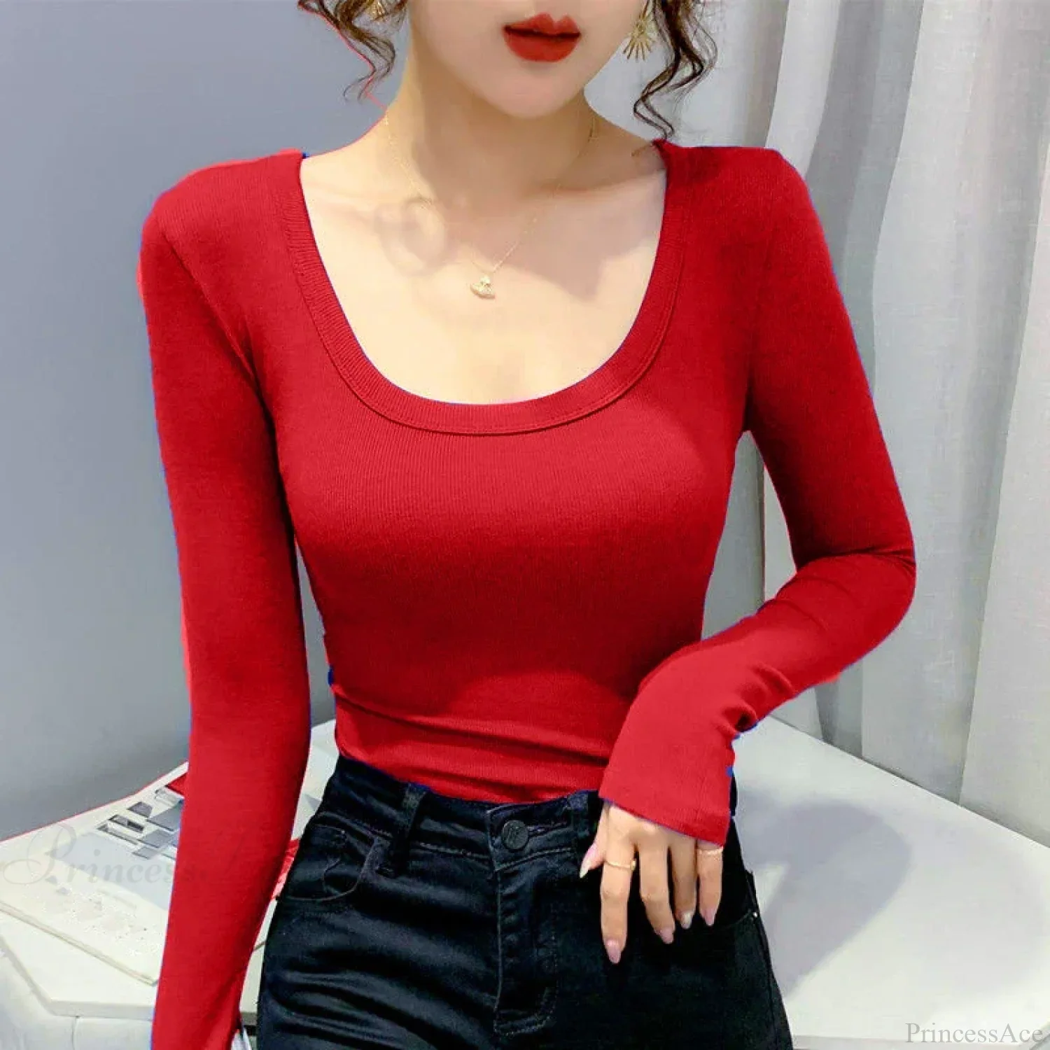 Screw Thread Cotton T-shirt Slim Sweater - Image 6