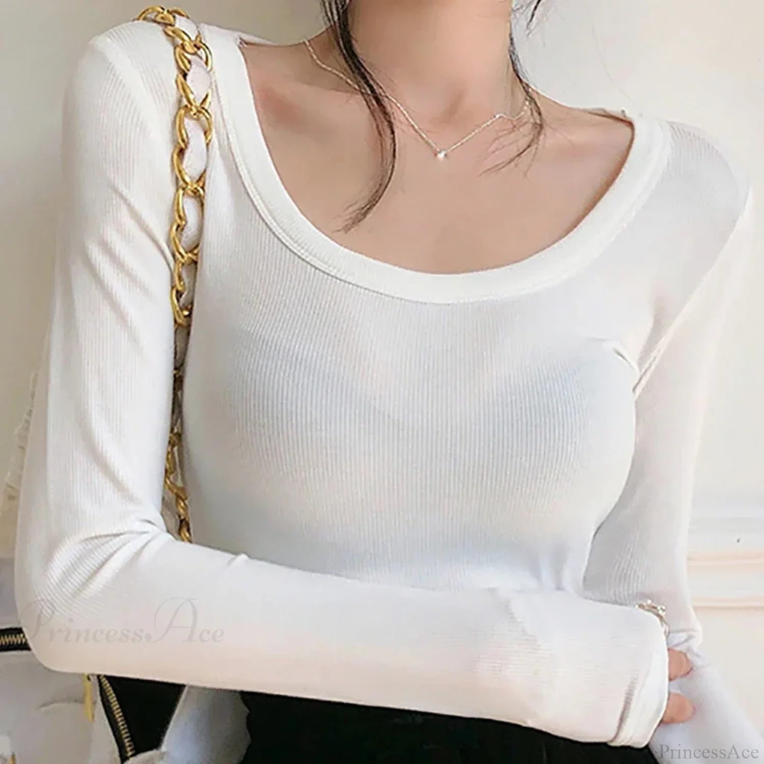 Screw Thread Cotton T-shirt Slim Sweater - Image 7