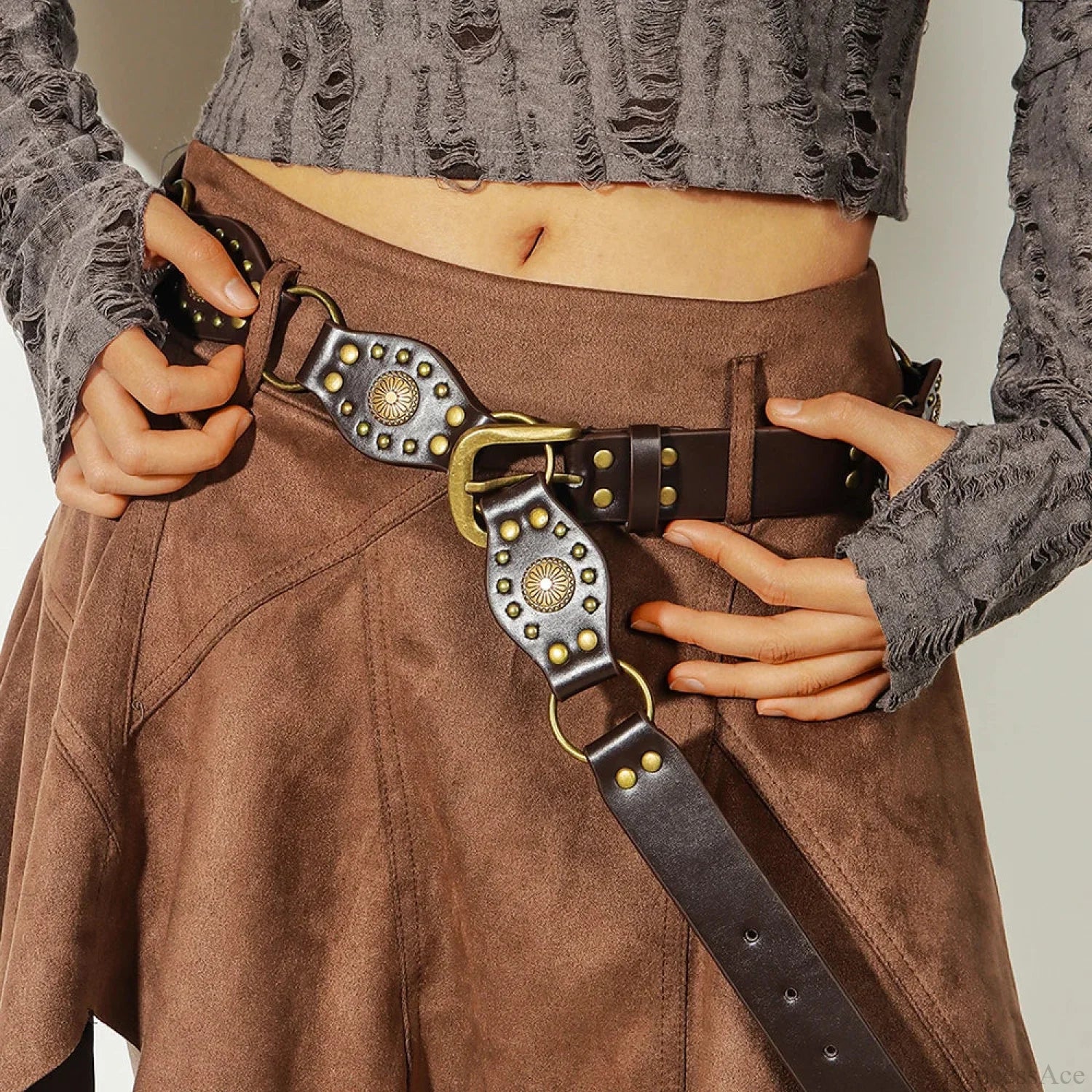 Seasoning Female Gothic Rivet Slim-Fit Belt - Image 2