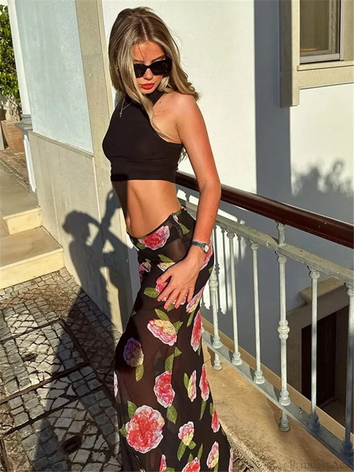 See-Through Flower Summer Cool Flare Bottom Mermaid Skirt - Image 3