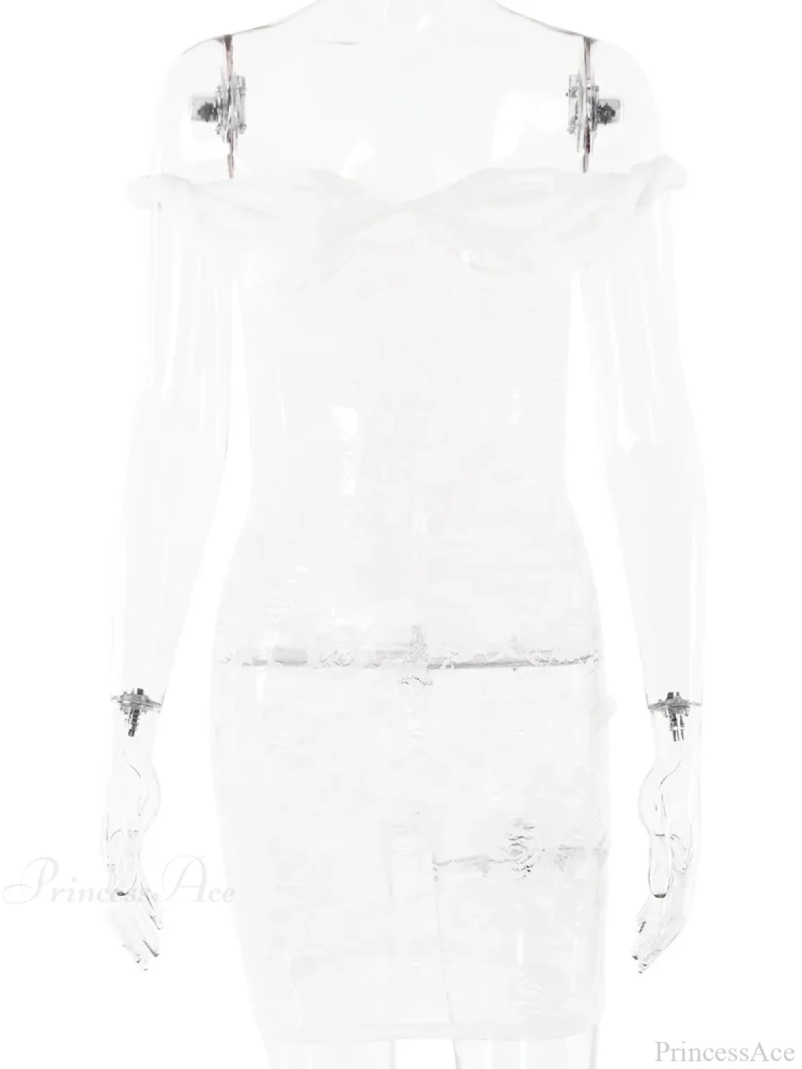 See-Through Lace Floral Off-Shoulder Bodycon Mini Floral Dress - Image 3