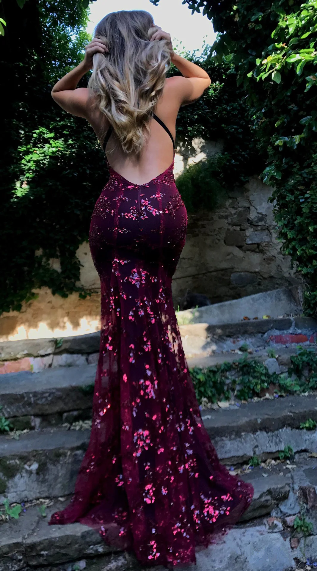 Sequin Backless V-Neck Strappy Tie Dress Party Dress - Image 4