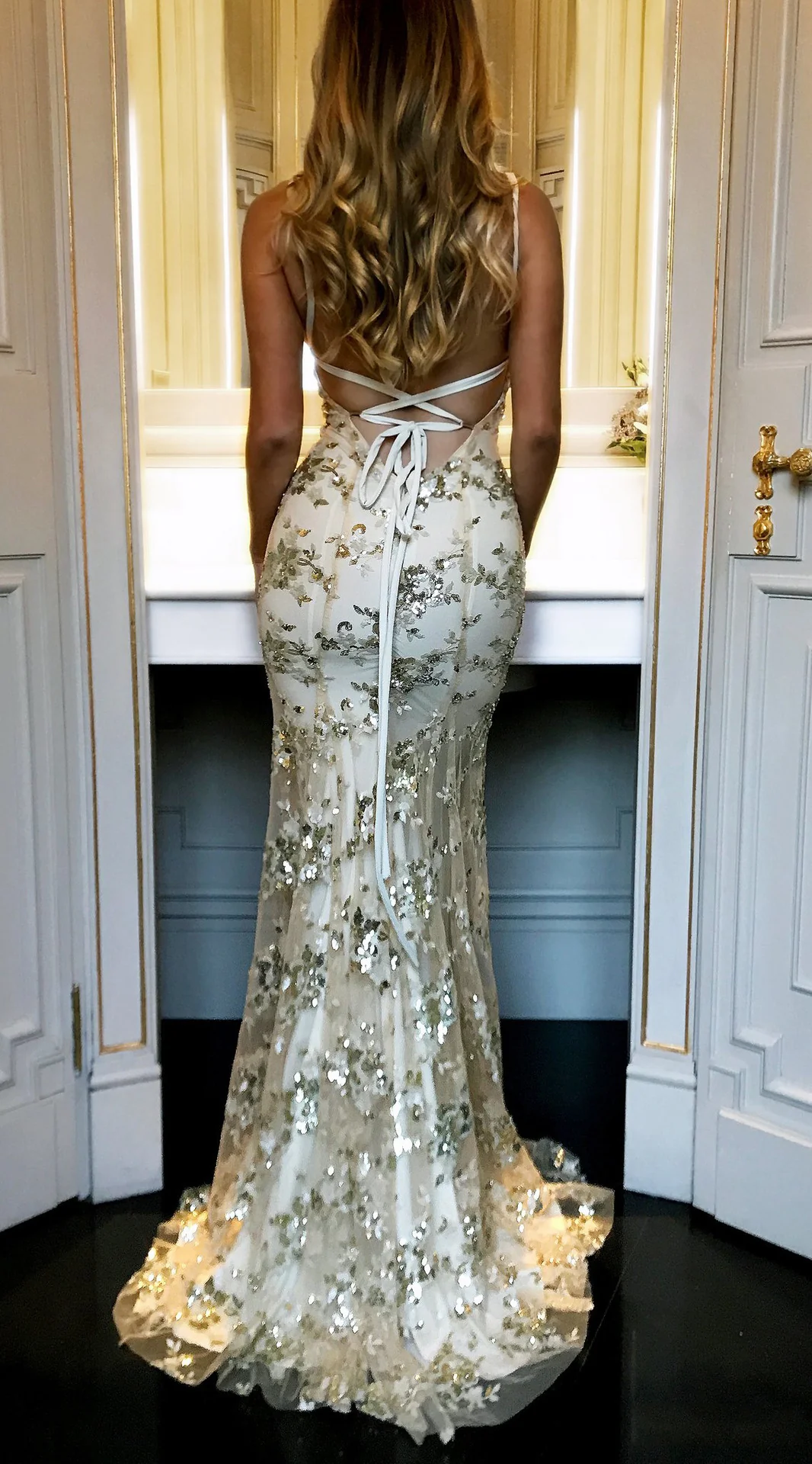 Sequin Backless V-Neck Strappy Tie Dress Party Dress - Image 8