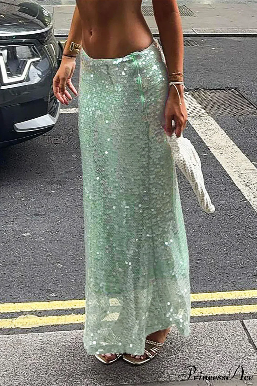 Sequin High Waist Slim Skirt - Image 2