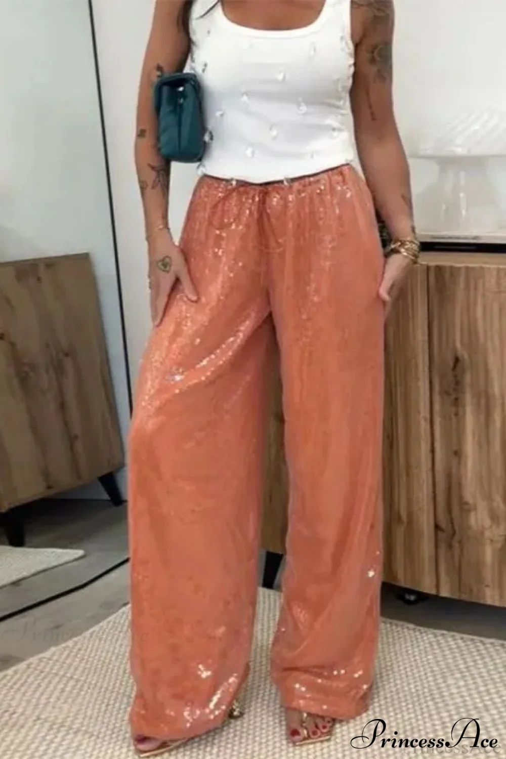 Sequin Loose Wide-Leg Casual Pants - Image 8