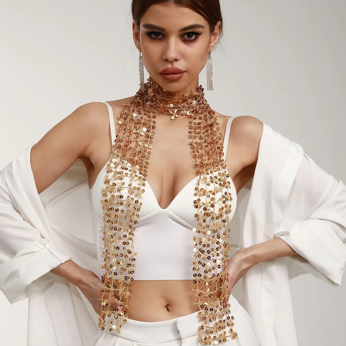 Sequin Scarf Hollow Out All Match NeckLace