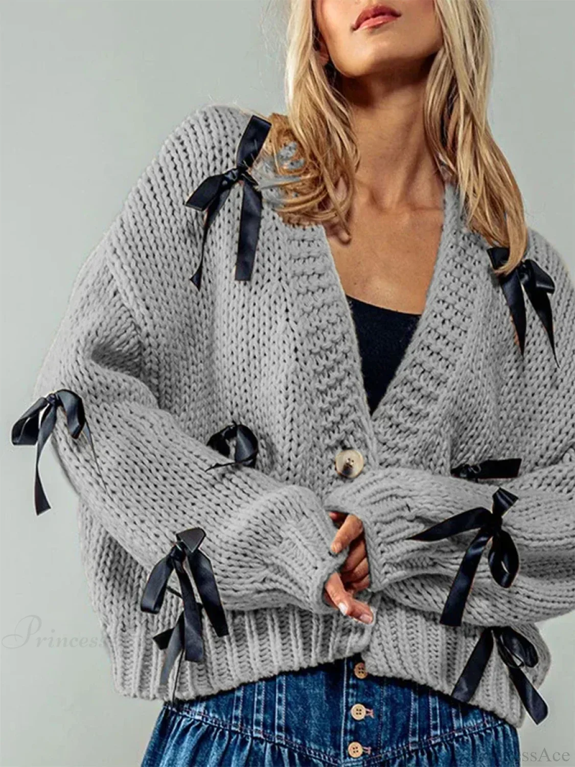 Sequined V-neck Knit Cardigan - Image 3