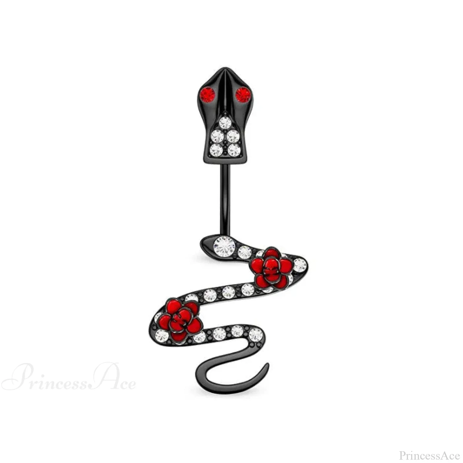 Serpent Crystal Bloom Dark Belly Ring - Image 5