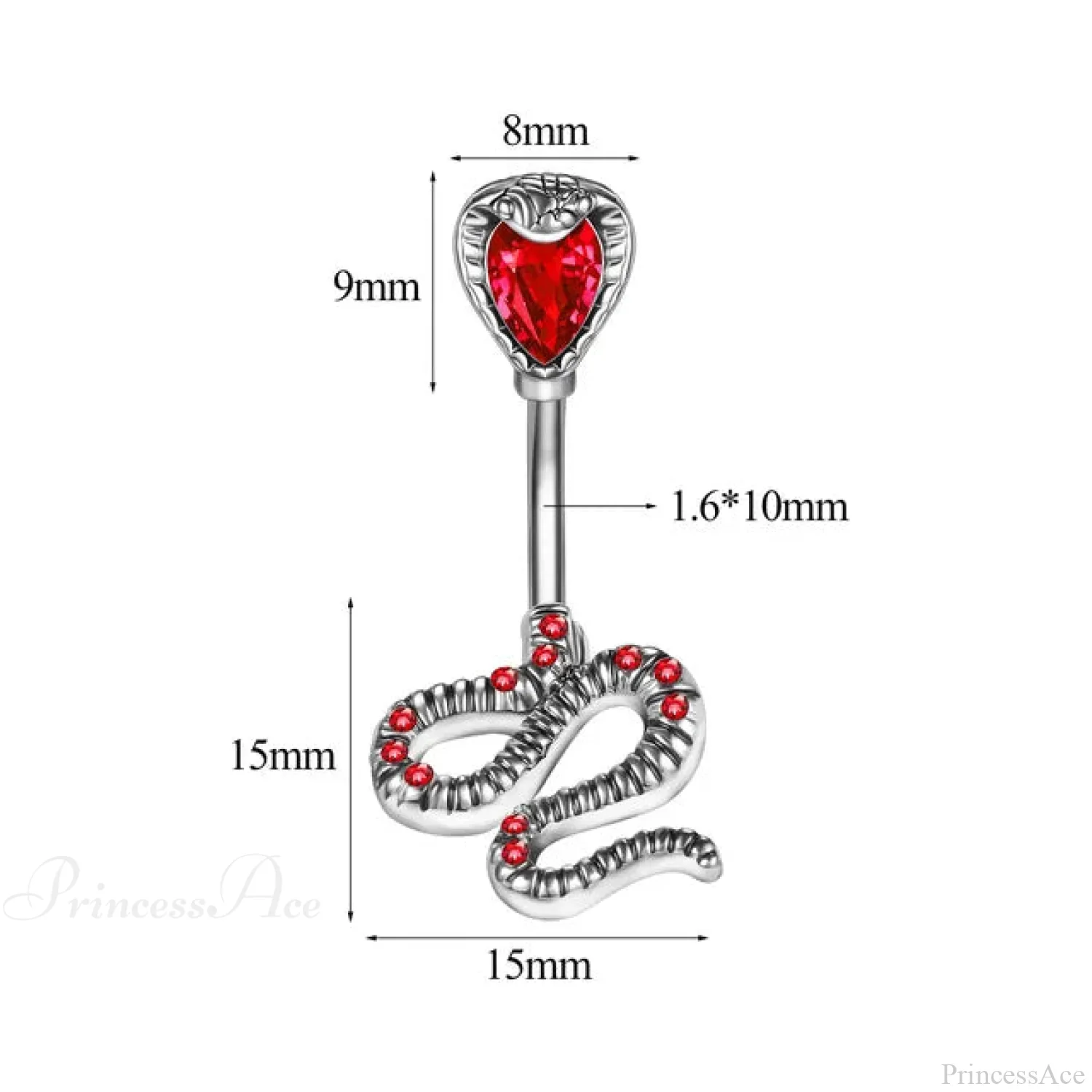 Serpent Crystal Bloom Dark Belly Ring - Image 6