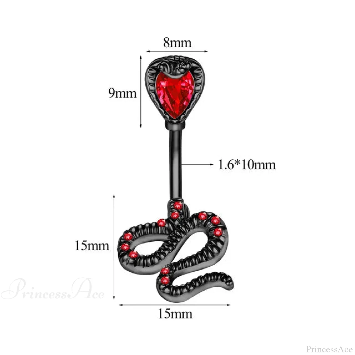 Serpent Crystal Bloom Dark Belly Ring - Image 7