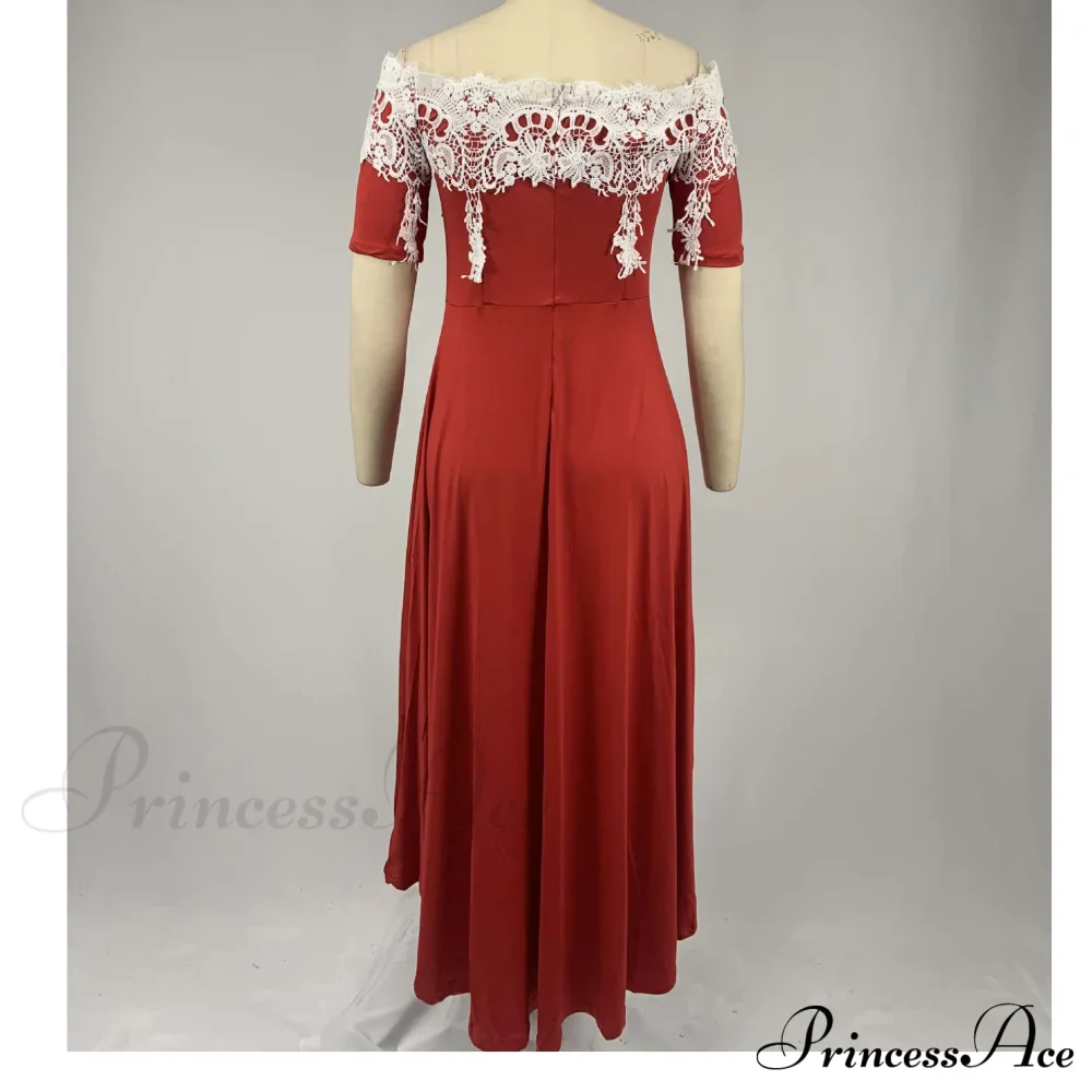 Sexy 5XL Lace One-Shoulder Elegant Gown Irregular Party - Backless Dress - Image 13