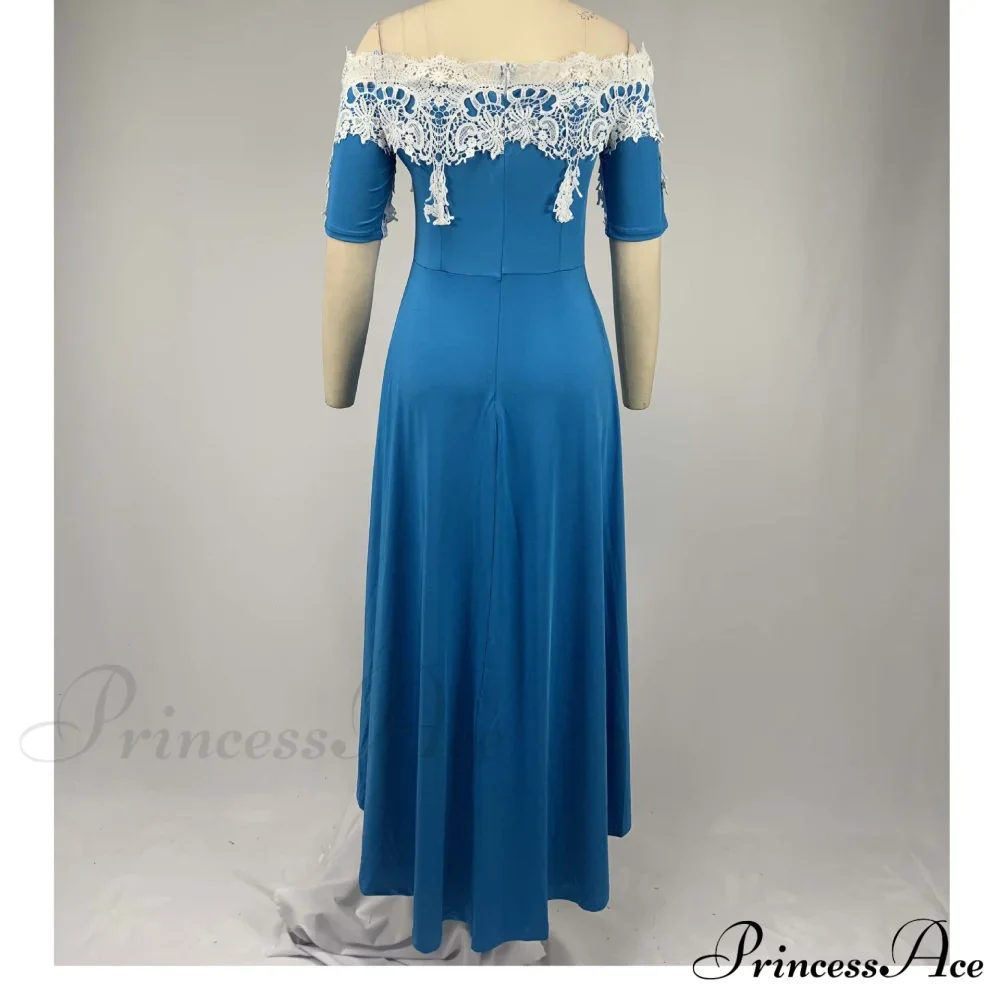 Sexy 5XL Lace One-Shoulder Elegant Gown Irregular Party - Backless Dress - Image 19
