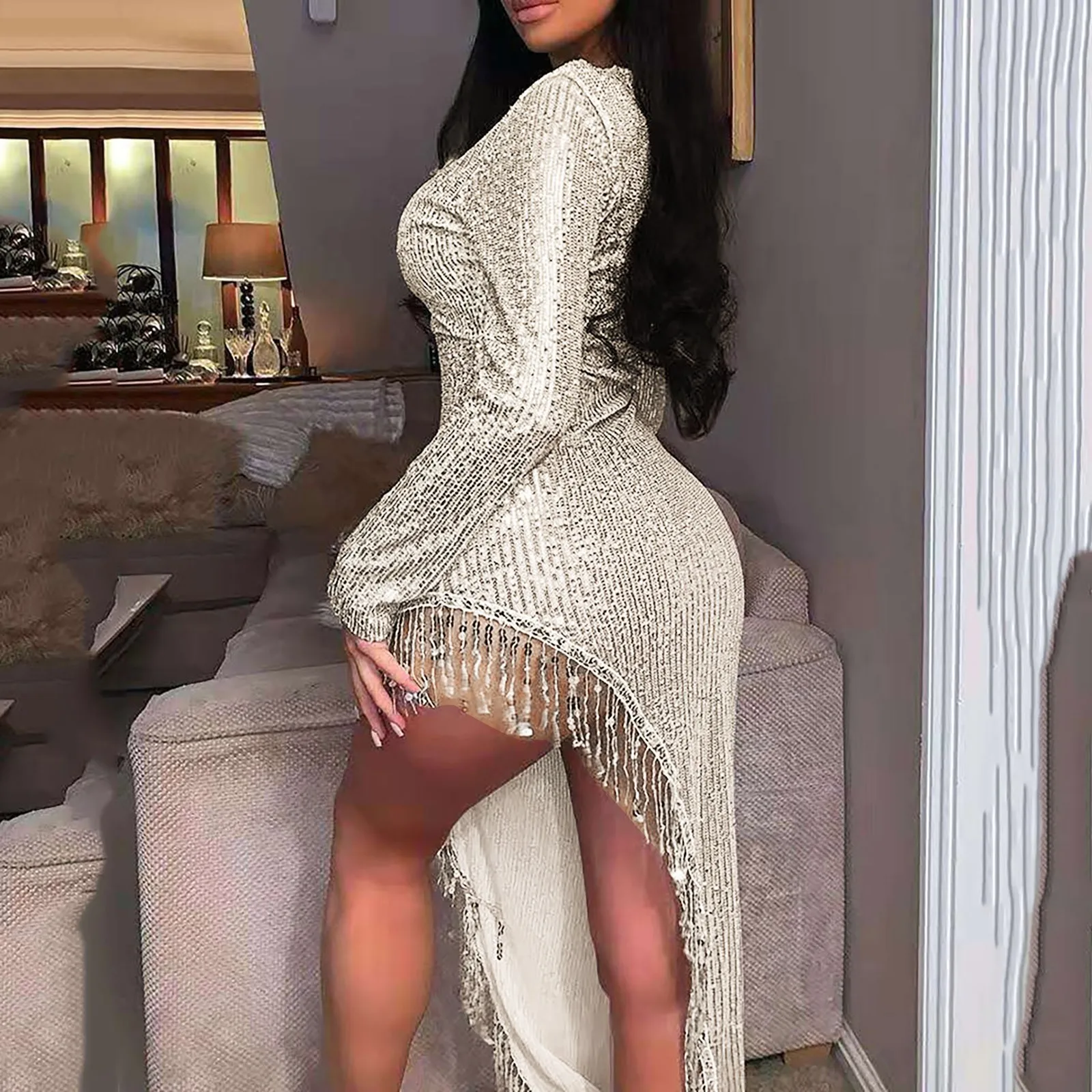 Sexy Asymmetrical Dress Womens Gown Cocktail Bodycon Party Night Party Dress - Image 5