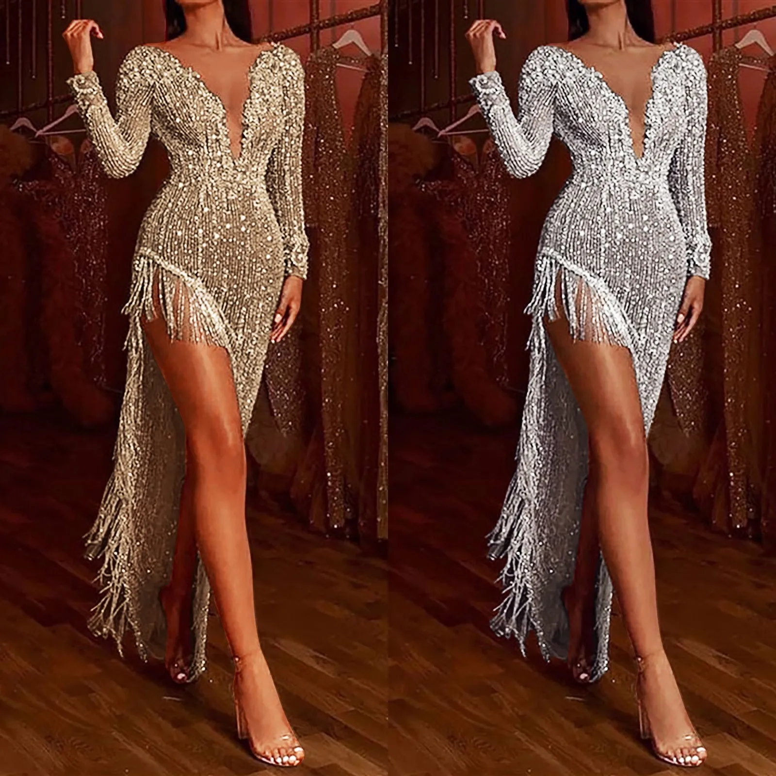Sexy Asymmetrical Dress Womens Gown Cocktail Bodycon Party Night Party Dress - Image 6