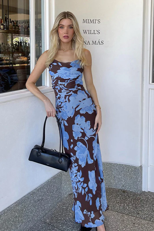 Sexy Backless Floral Maxi Dress