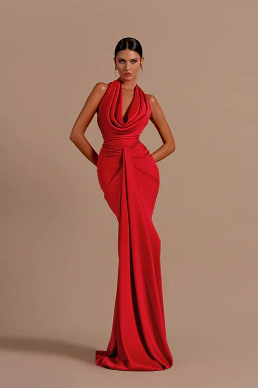 Sexy Backless Halter Satin Prom Dress