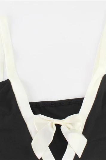 Sexy Cami Dress with Bow Detail Color-block Bodycon Maxi Dress - Image 4