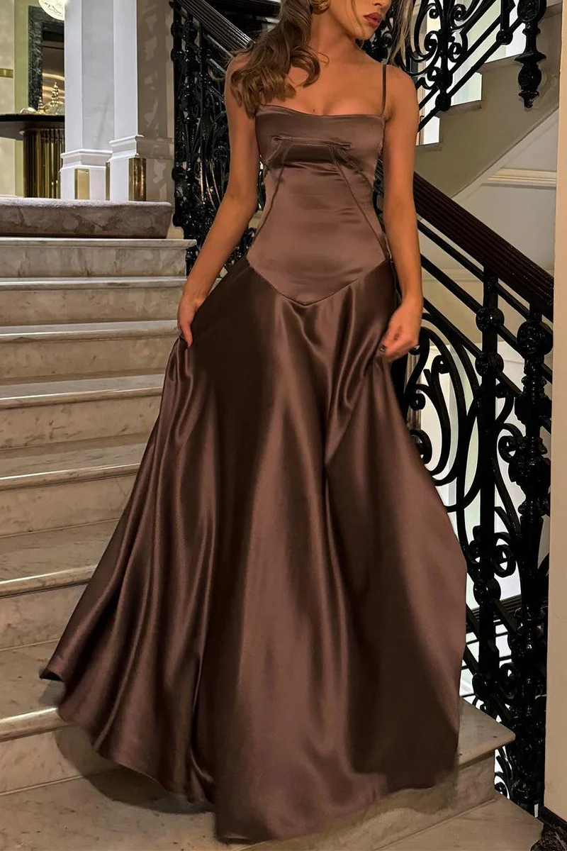 Sexy Cami Slim Fit Back Tie Long Prom Dress - Image 10