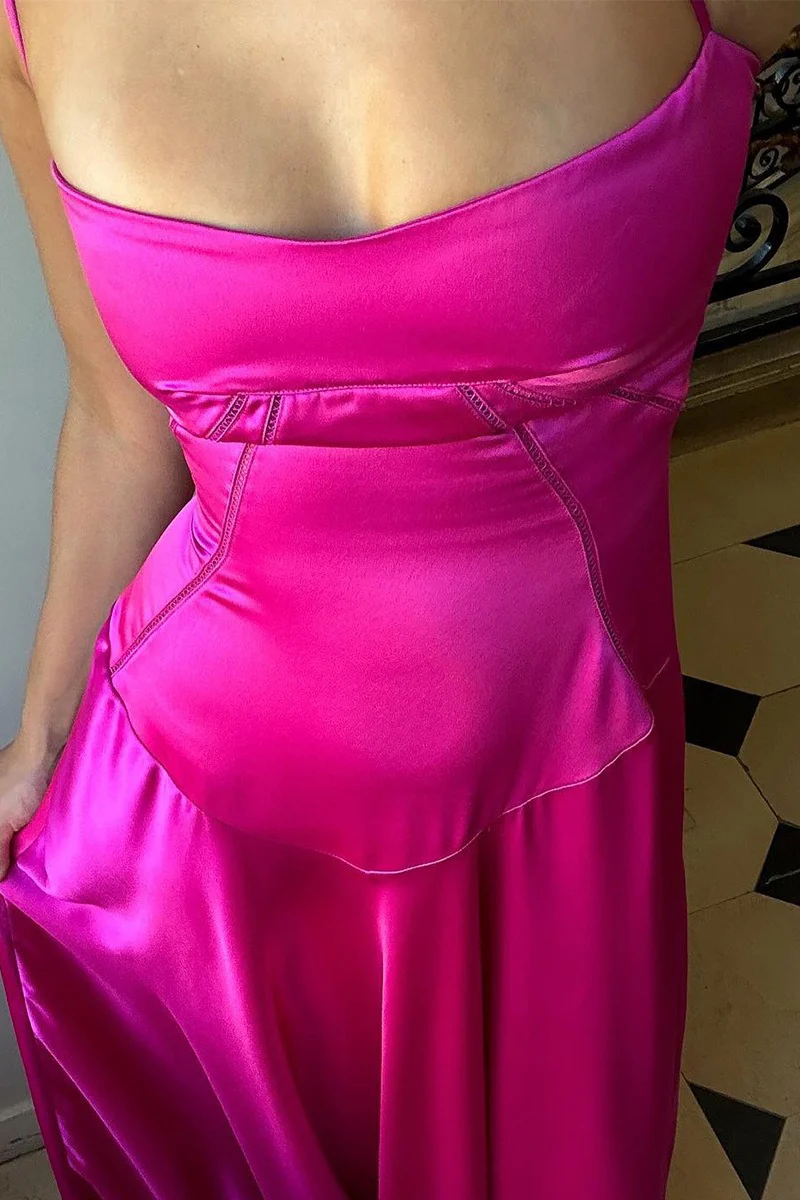 Sexy Cami Slim Fit Back Tie Long Prom Dress - Image 5