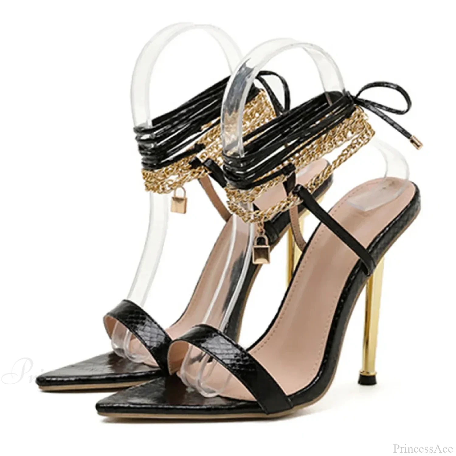 Sexy Chain Ankle-Strap Gold Pointed-Toe 12CM New Summer Female Party High Heel - Image 6