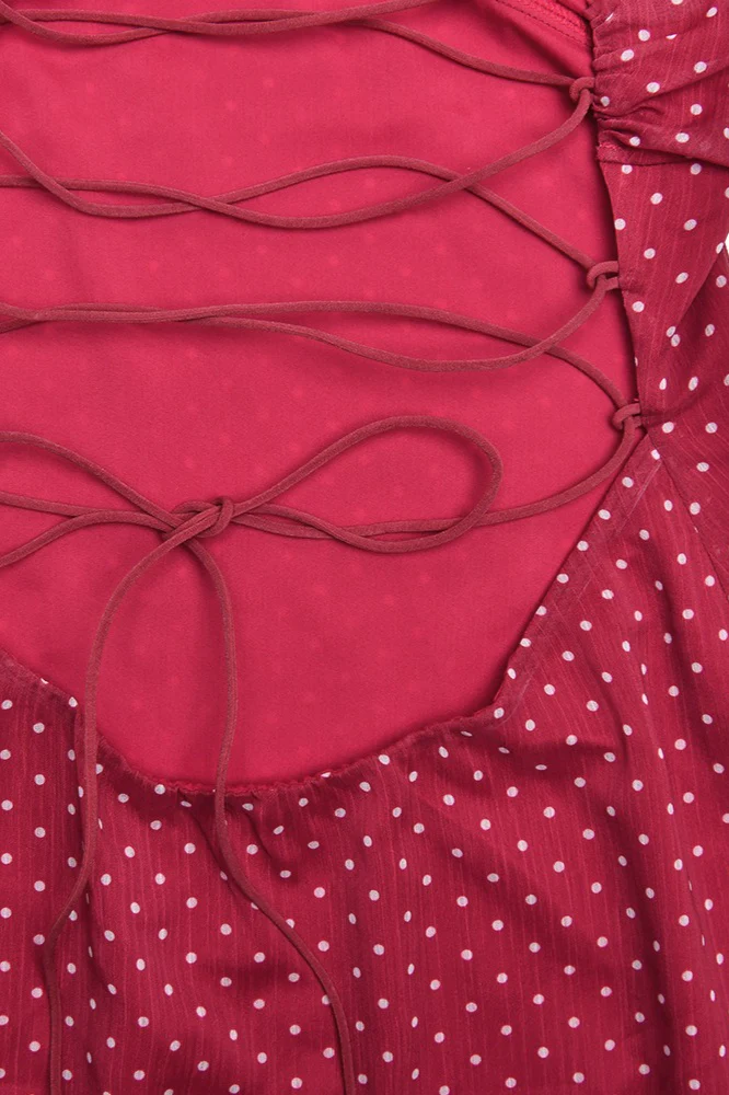 Sexy Chiffon Polka Dot Backless Tie Mini Dress - Image 5