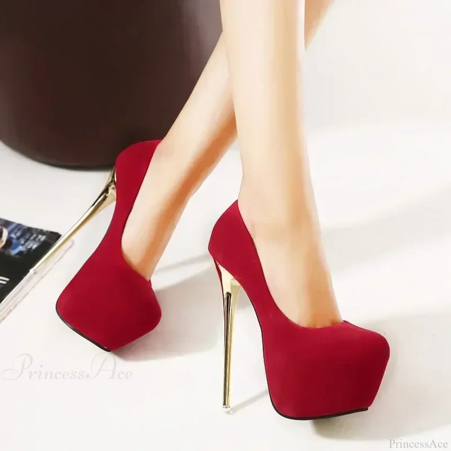 Sexy Club Suede Black High Heels 16cm Stiletto Waterproof Stripper Flock Pumps Ladies Shoes Plus Size High Heel - Image 4