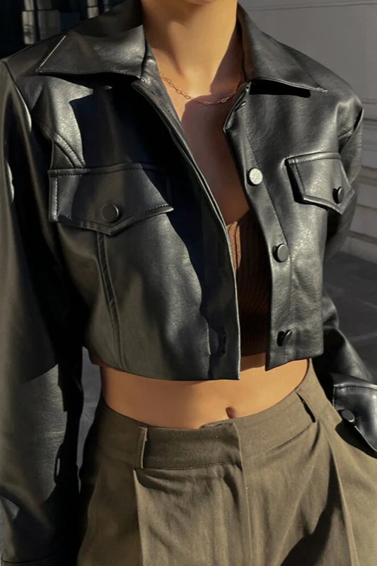 Sexy Cropped Biker Coat - Image 4