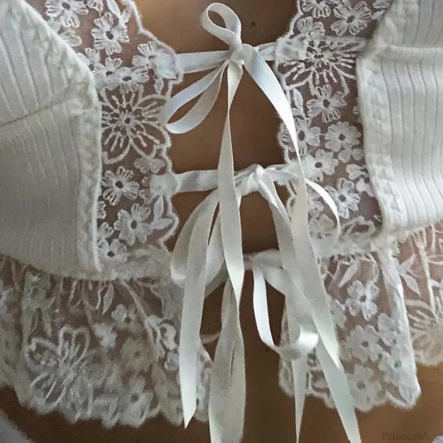 Sexy Deep V-neck Lace Ribbed White Crop Top - Image 4