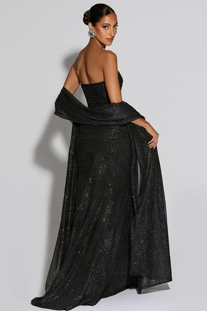 Sexy Elegant Tube Off Shoulder Silver Prom Dress - Image 3