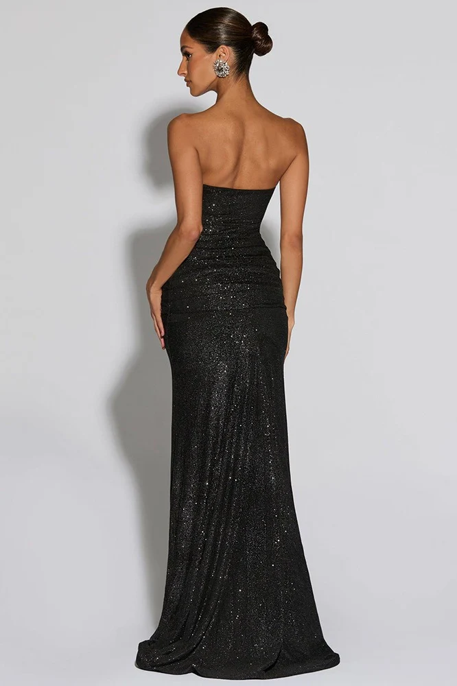 Sexy Elegant Tube Off Shoulder Silver Prom Dress - Image 4