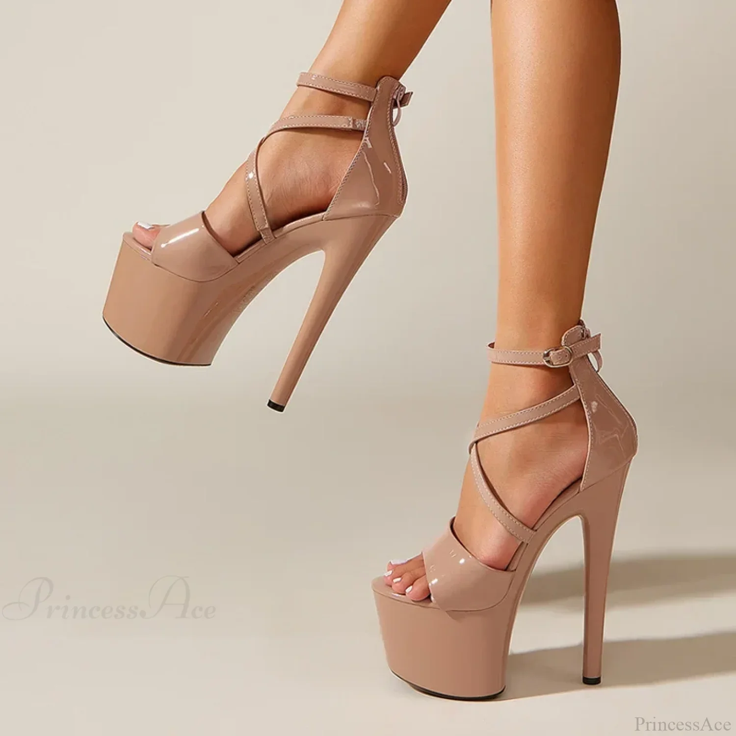 Sexy Extreme High-Heels Platform Pole-Dance Stripper Sandals Open-Toe Buckle-Strap Zipper Summer High Heel - Image 6