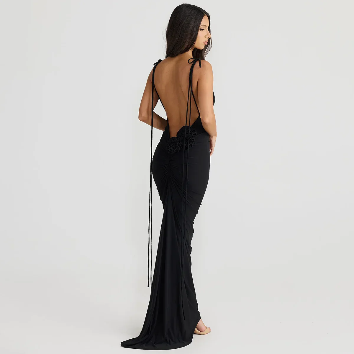 Sexy Floral-applique Backless Elegant Maxi Party Dress - Image 5
