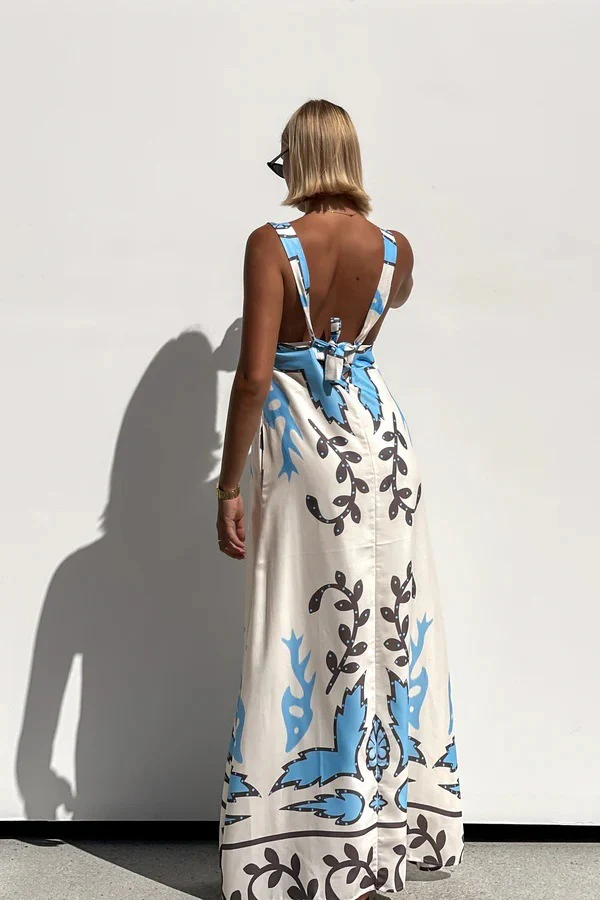 Sexy Floral Print Sleeveless Vacation Maxi Dress - Image 3