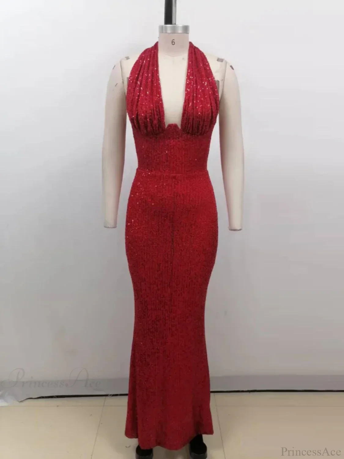 Sexy Halter Deep V Neck Sequins Green Sleeveless Backless Celebrity Party Dress - Image 10