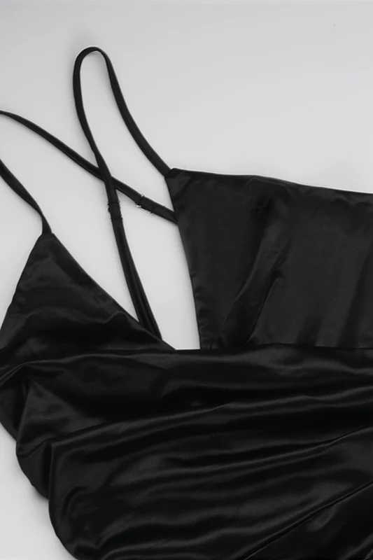 Sexy Halter Neck Crisscross Split Maxi Dress Party Dress - Image 3