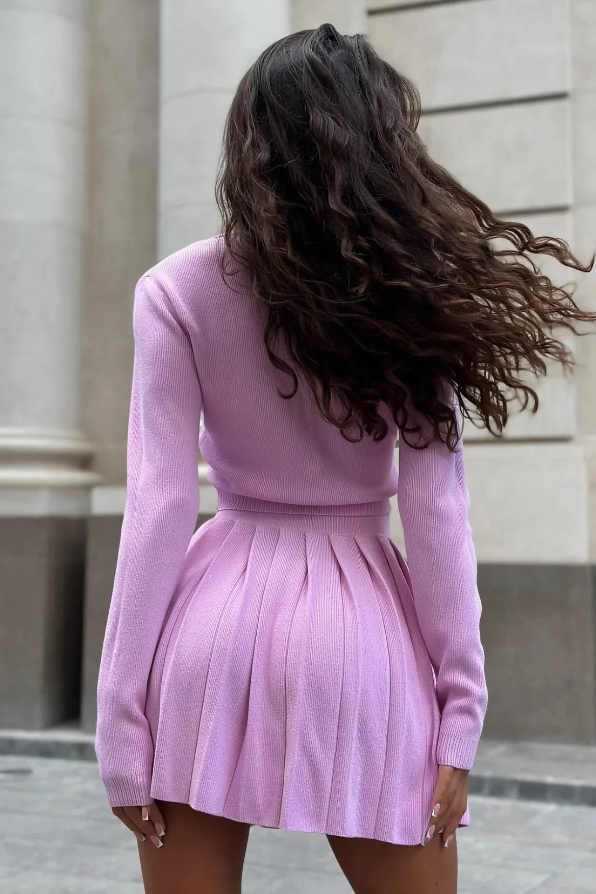Sexy Knit Crop Top Two Piece Skirt Set - Image 4