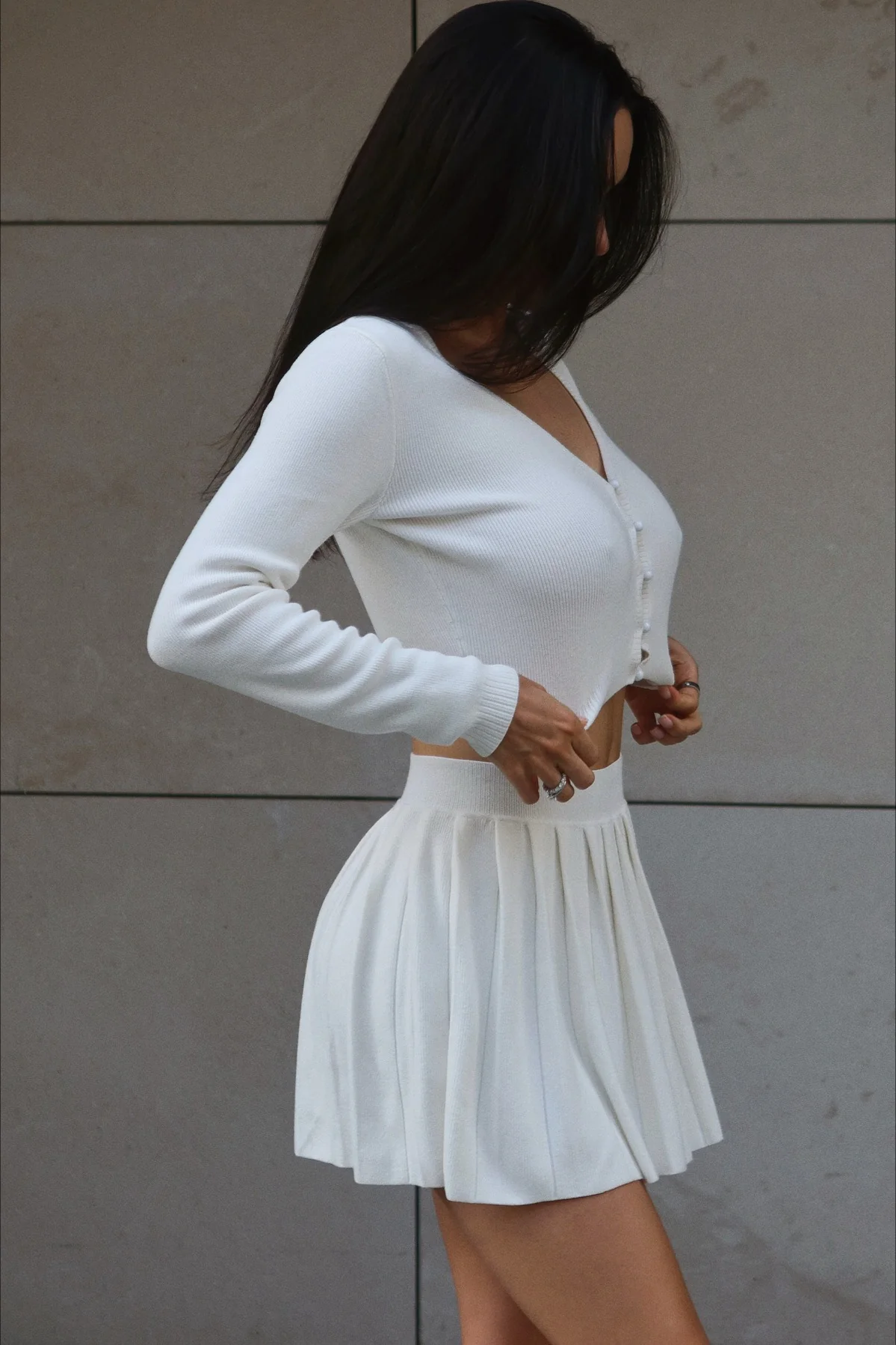 Sexy Knit Crop Top Two Piece Skirt Set - Image 8