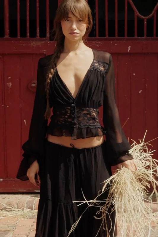 Sexy Lace Chiffon Sheer Tie Skirt Set - Image 3