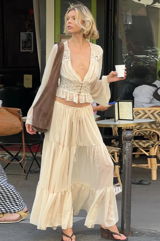 Sexy Lace Chiffon Sheer Tie Skirt Set - Image 4