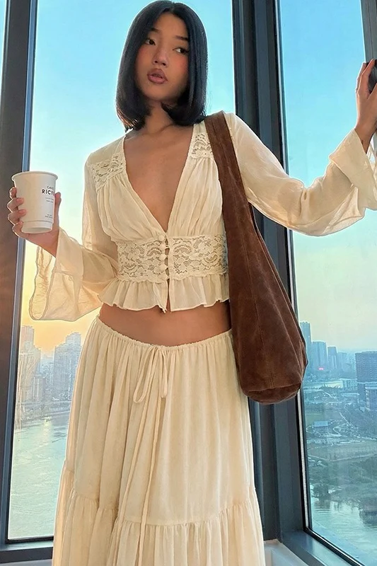 Sexy Lace Chiffon Sheer Tie Skirt Set - Image 5