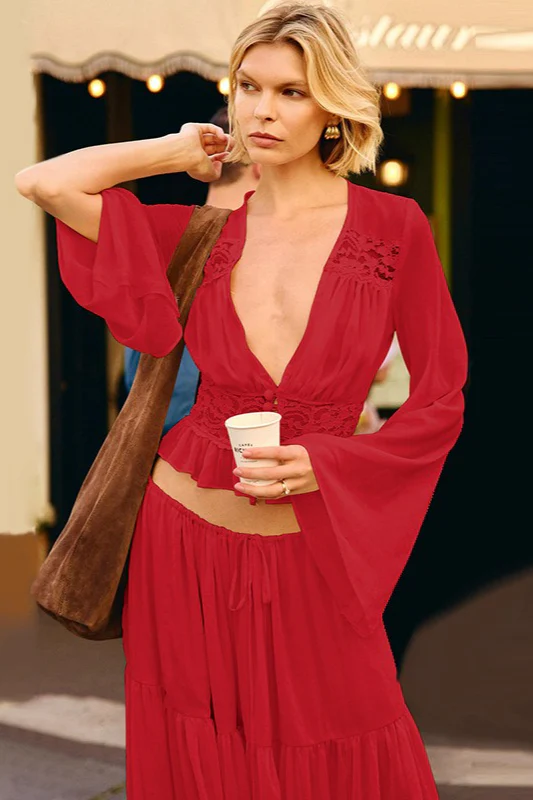 Sexy Lace Chiffon Sheer Tie Skirt Set - Image 7