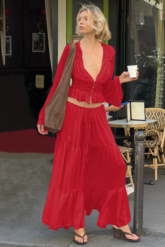 Sexy Lace Chiffon Sheer Tie Skirt Set - Image 8