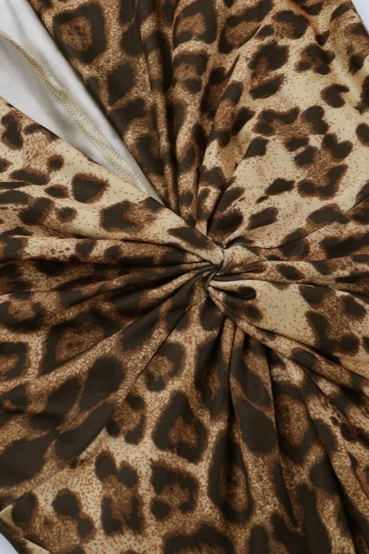 Sexy Leopard Print Knot Long Sleeve Maxi Dress - Image 5