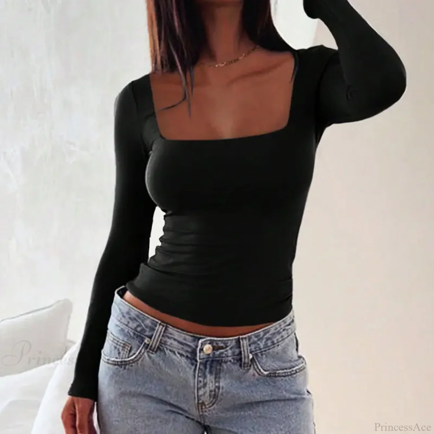 Sexy Low Chest Elegant T-shirt Sweater - Image 2