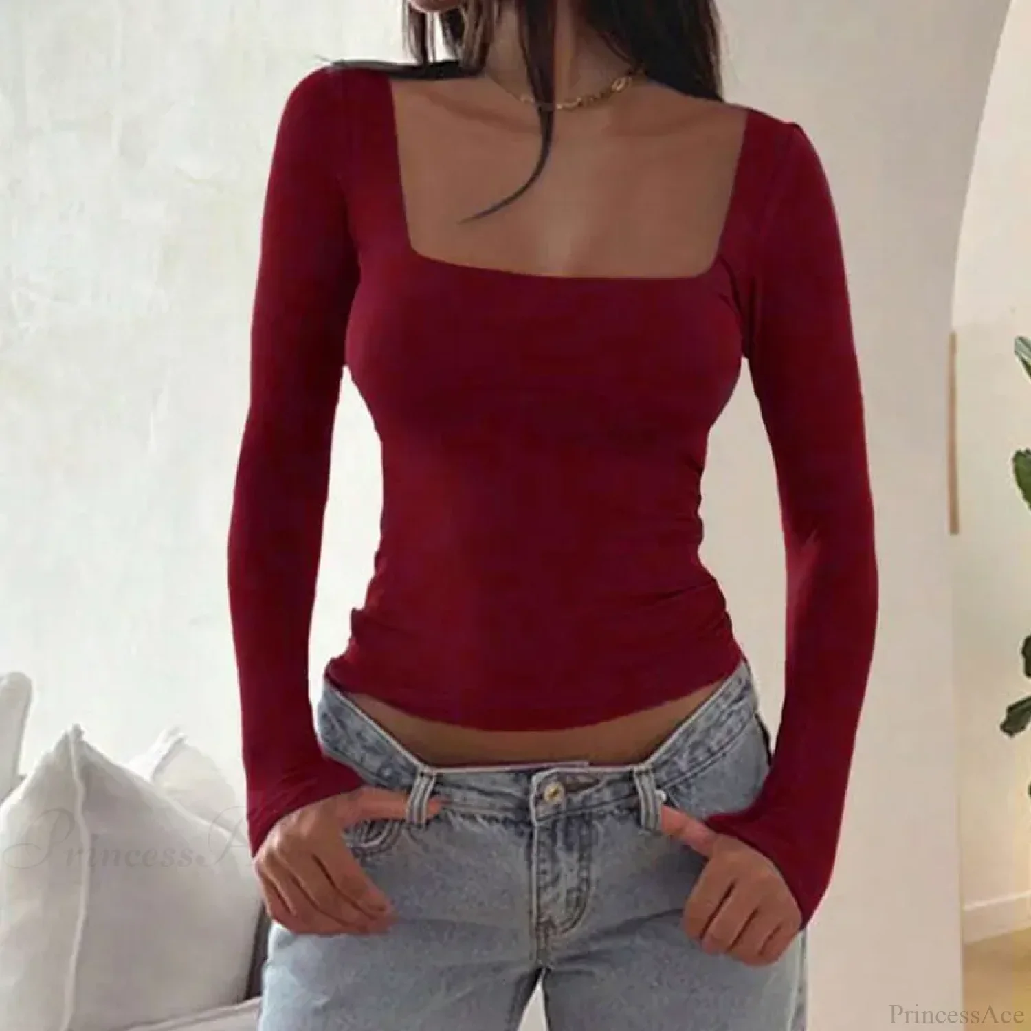 Sexy Low Chest Elegant T-shirt Sweater - Image 3