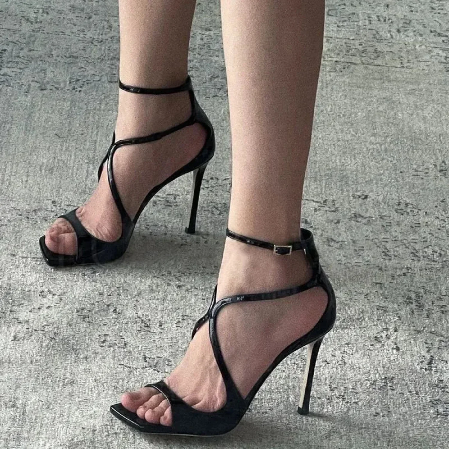 Sexy Luxury Satin Designer Party Dress Square Head Gladiator Slingback Pumps Female High Heel