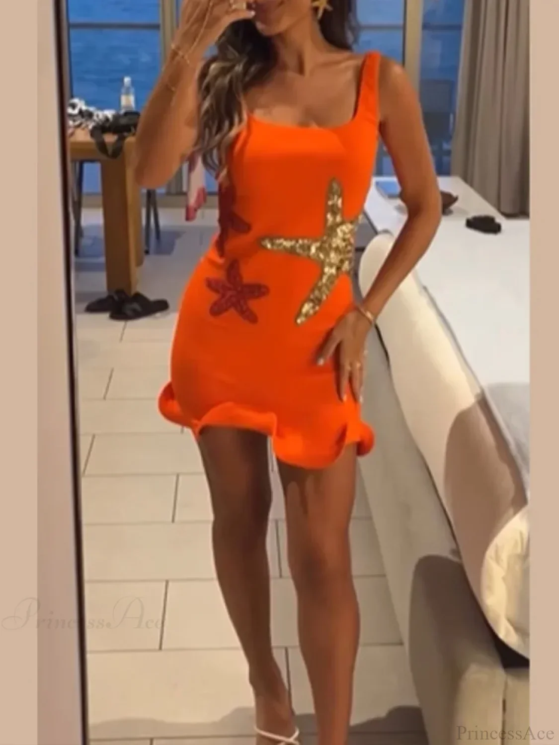 Sexy Mini Fashion Shiny Sequins Printed Strap Summer Chic Sleeveless Party Dress - Image 4