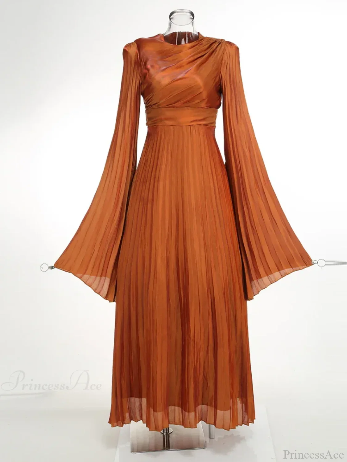 Sexy O Neck Batwing Sleeve Pleated Long Dress Women Rose Party Dress - Image 7