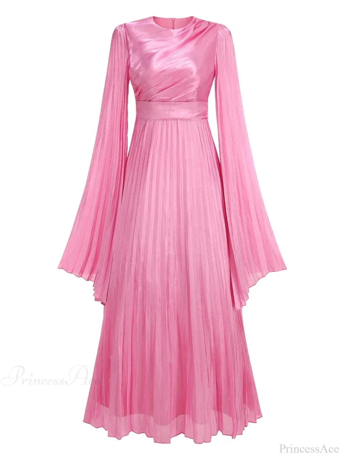 Sexy O Neck Batwing Sleeve Pleated Long Dress Women Rose Party Dress - Image 8